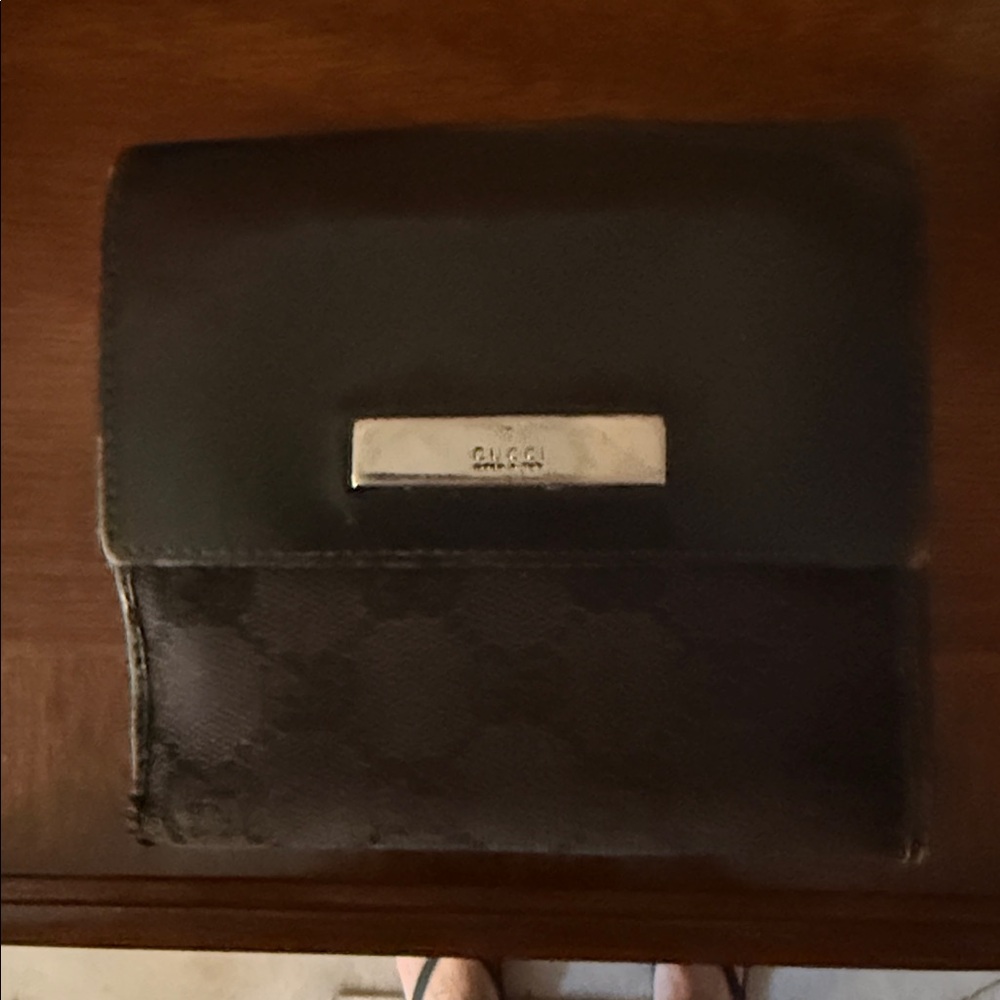 Vintage Gucci Small GG Monogram Canvas Lambskin Leather Bifold Wallet
